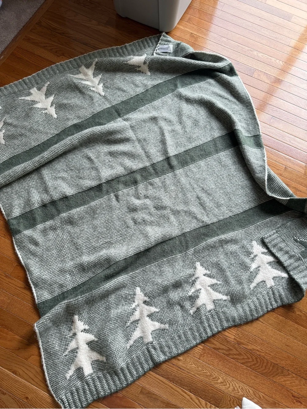 Studio McGee Green and Cream Tree Motif Holiday Throw Blanket
